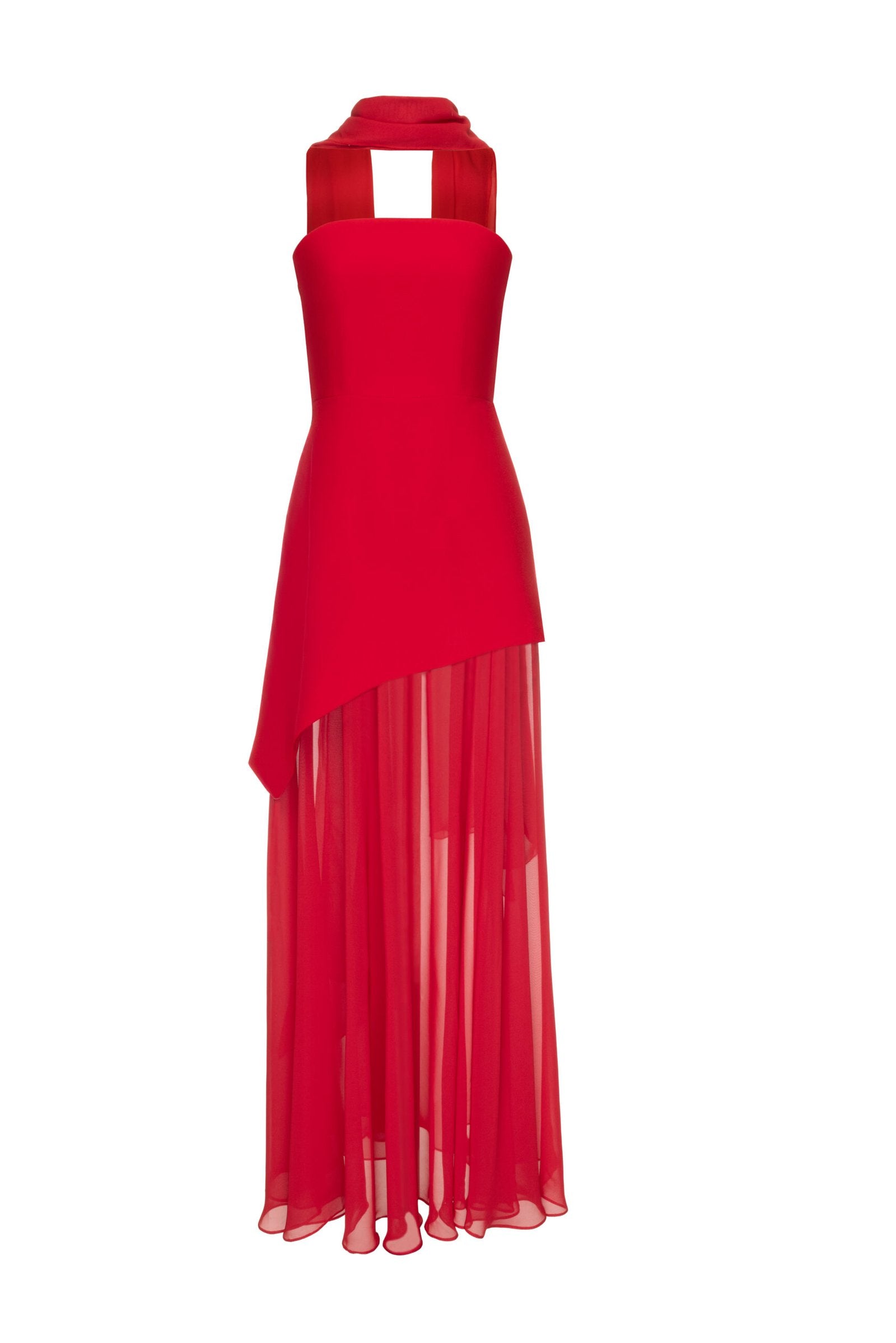Monaco Red Dress with Scarf S Monaco Red Dress with Scarf S