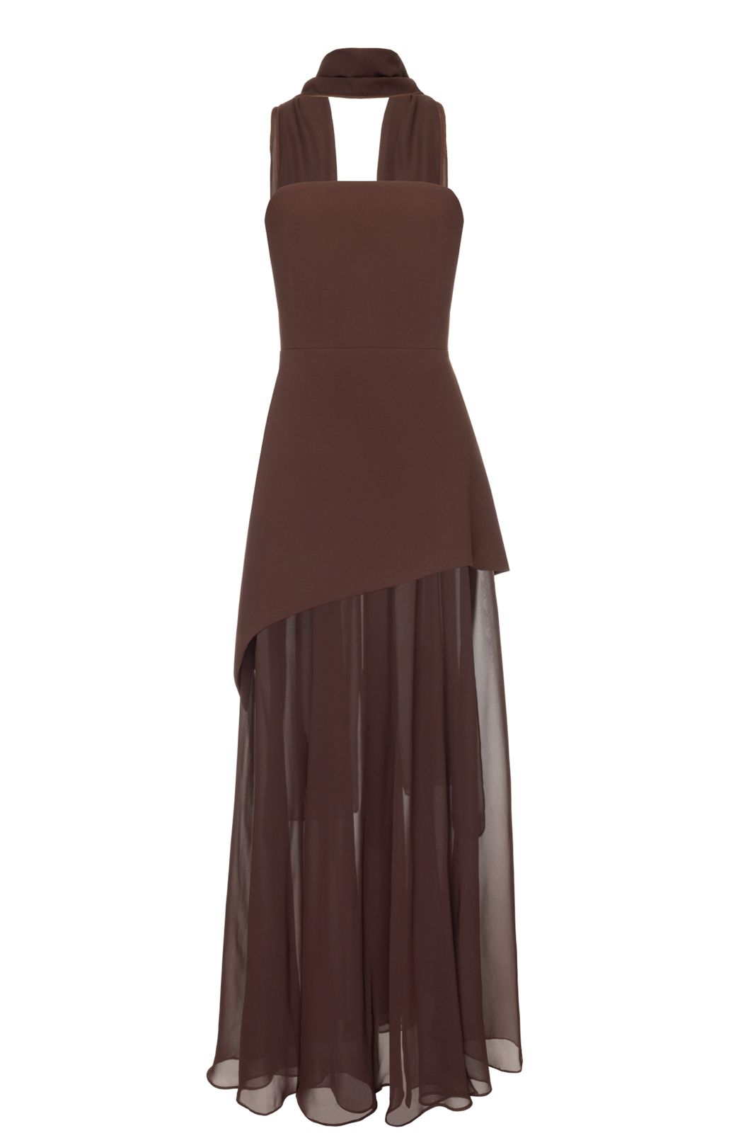 Monaco Brown Dress with Scarf XL Monaco Brown Dress with Scarf XL