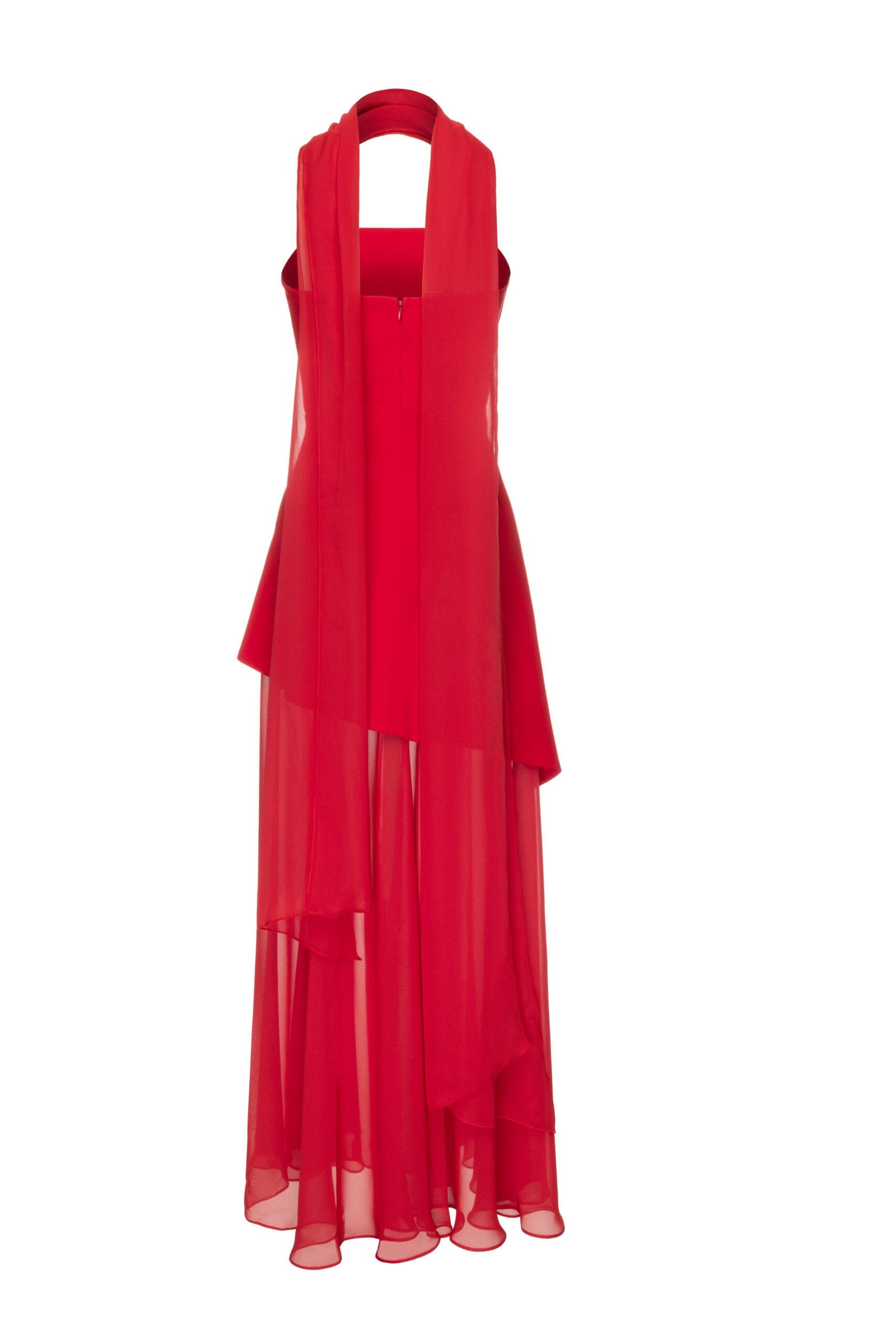 Monaco Red Dress with Scarf S Monaco Red Dress with Scarf S