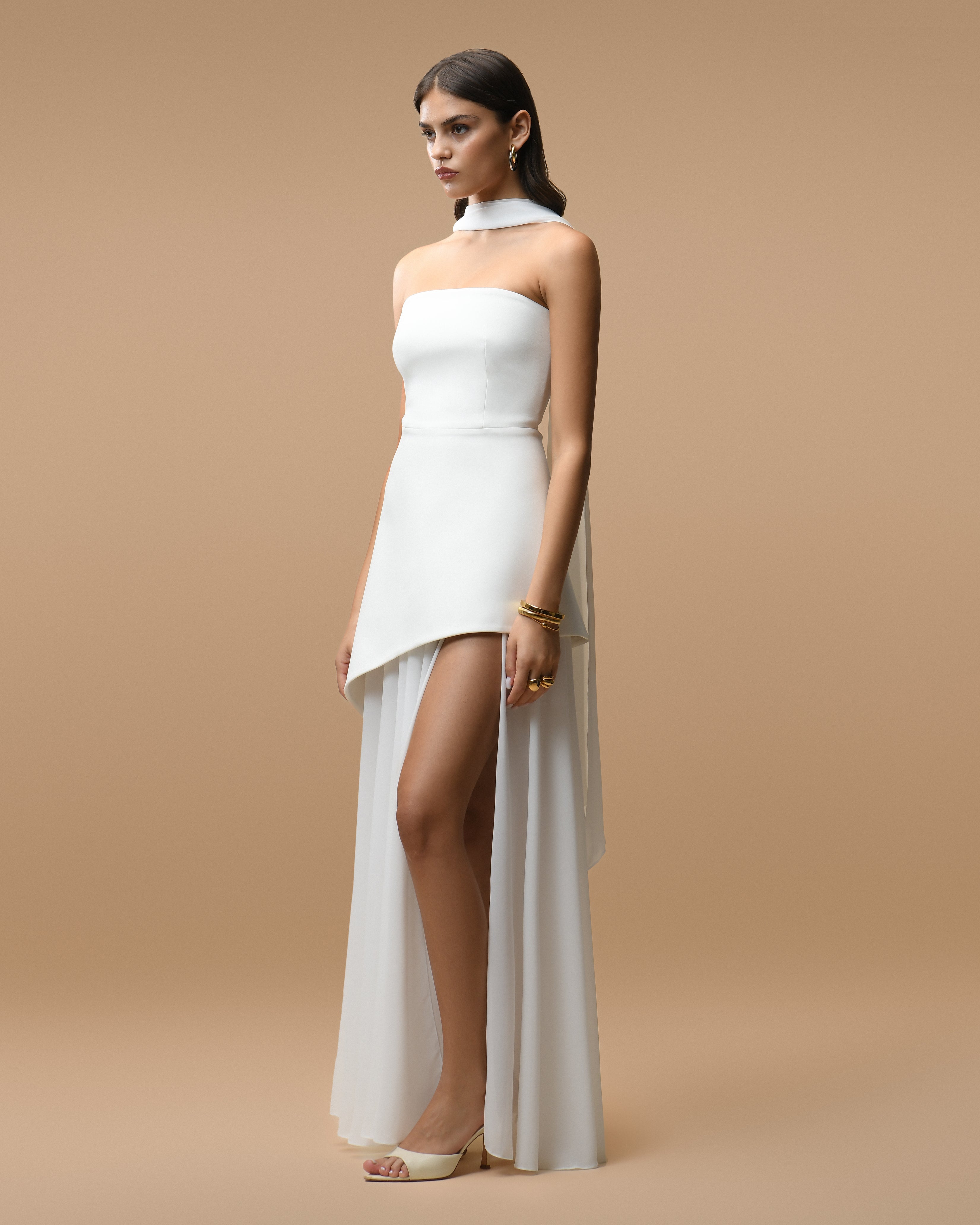 Monaco White Dress with Scarf XL Monaco White Dress with Scarf XL