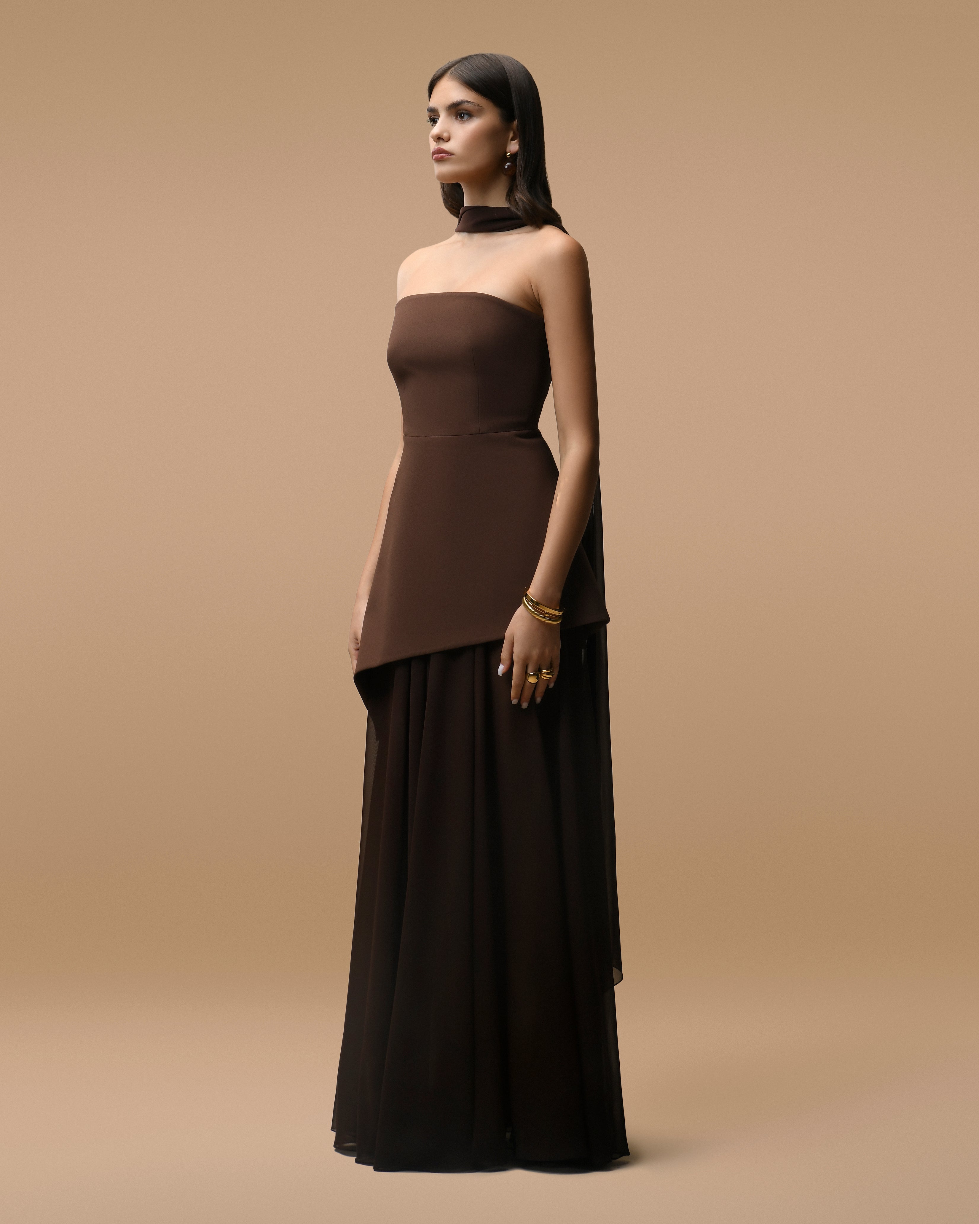 brown wedding guest dress with scarf Everyones favorite style, our Keisha bridesmaid dresses with our matching satin scarf, now comes in chocolate brown , Shop online now!