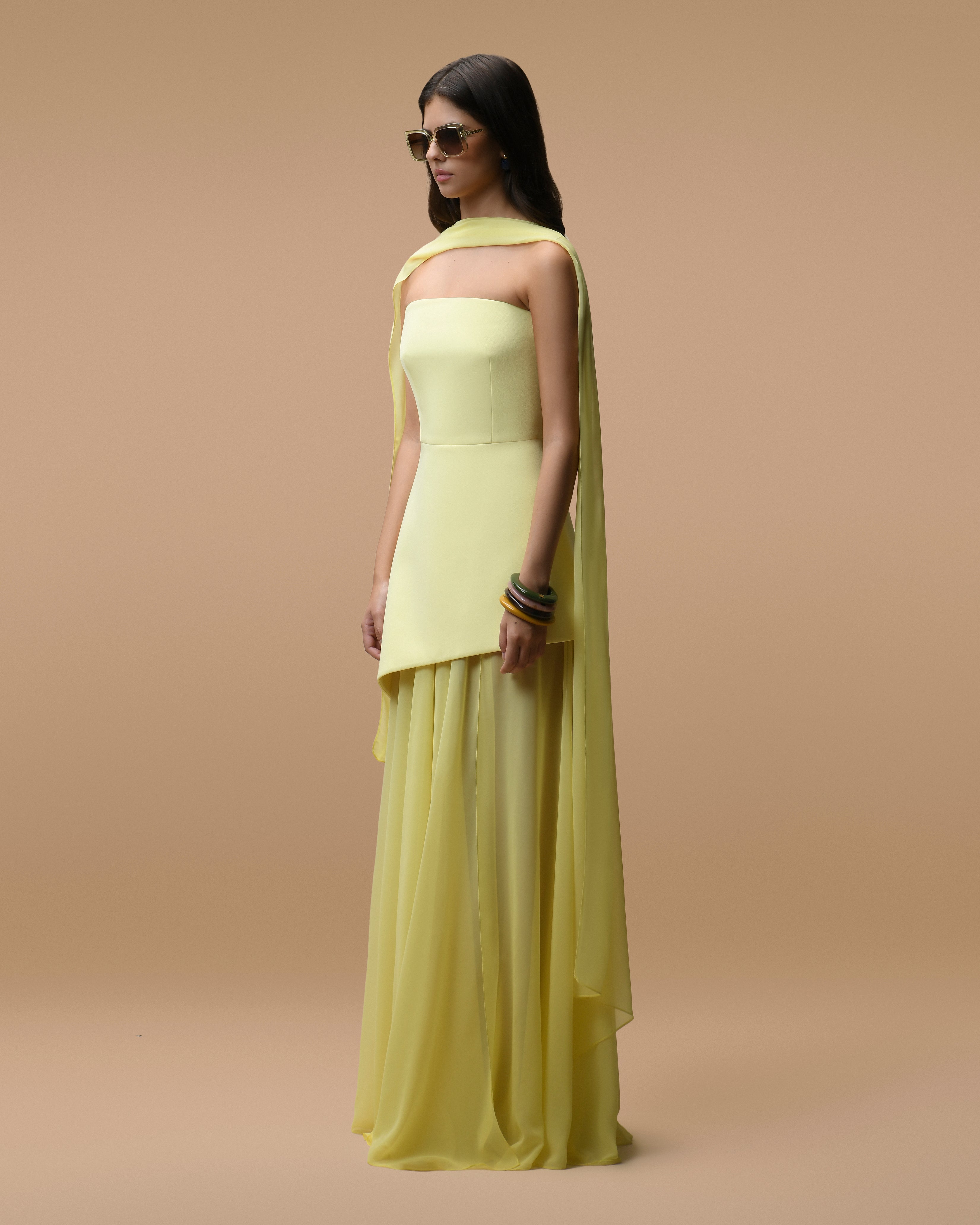 yellow dress with scarf Monaco Butter Yellow with Scarf L