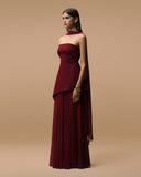 Monaco Burgundy Dress with Scarf