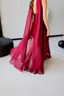 Monaco Burgundy Dress with Scarf