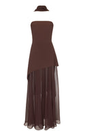 Monaco Brown Dress with Scarf