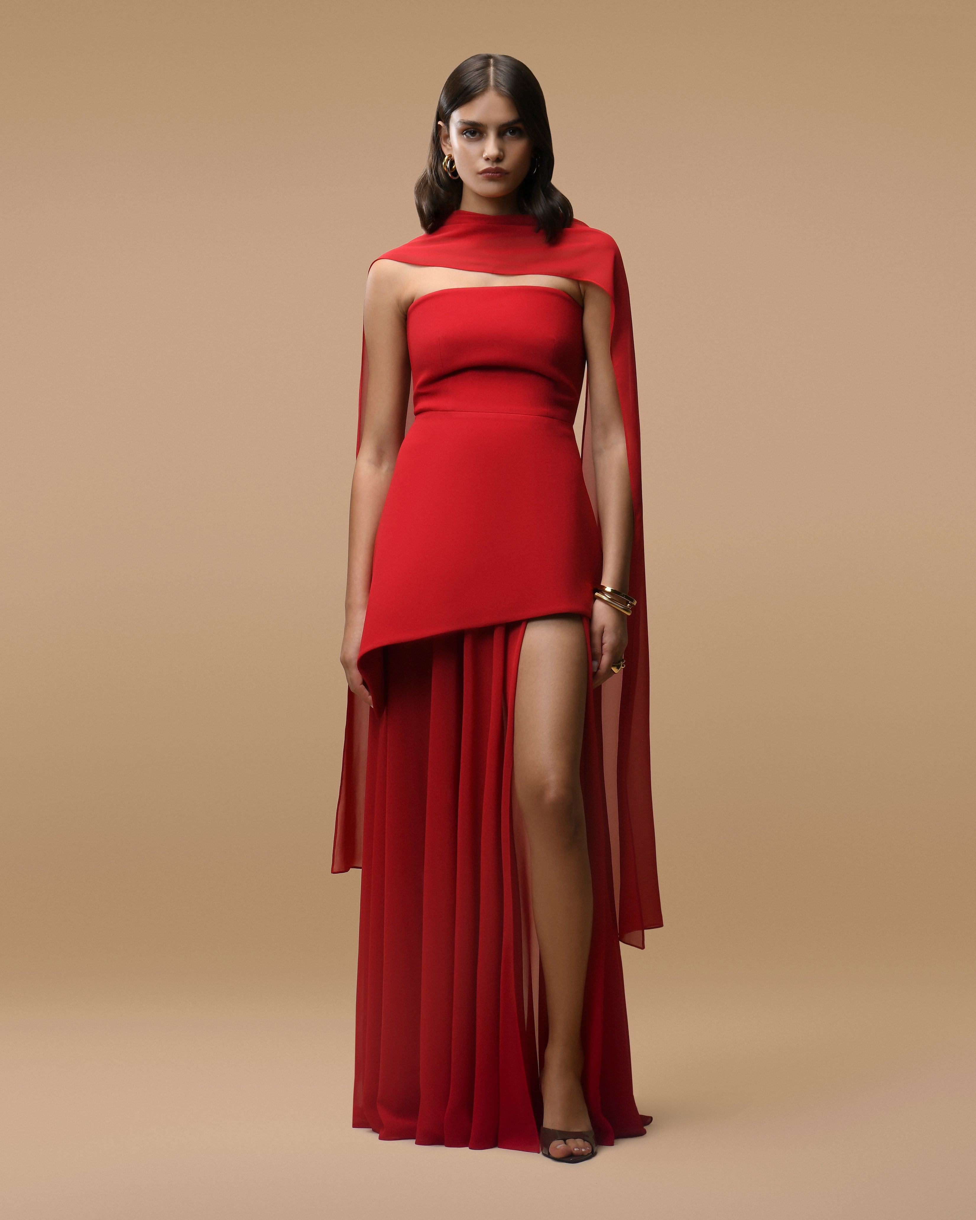 red monaco maxi dress Susana Monaco String Gather Maxi Dress in Perfect Red