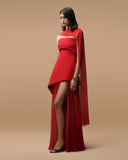 Monaco Red Dress with Scarf