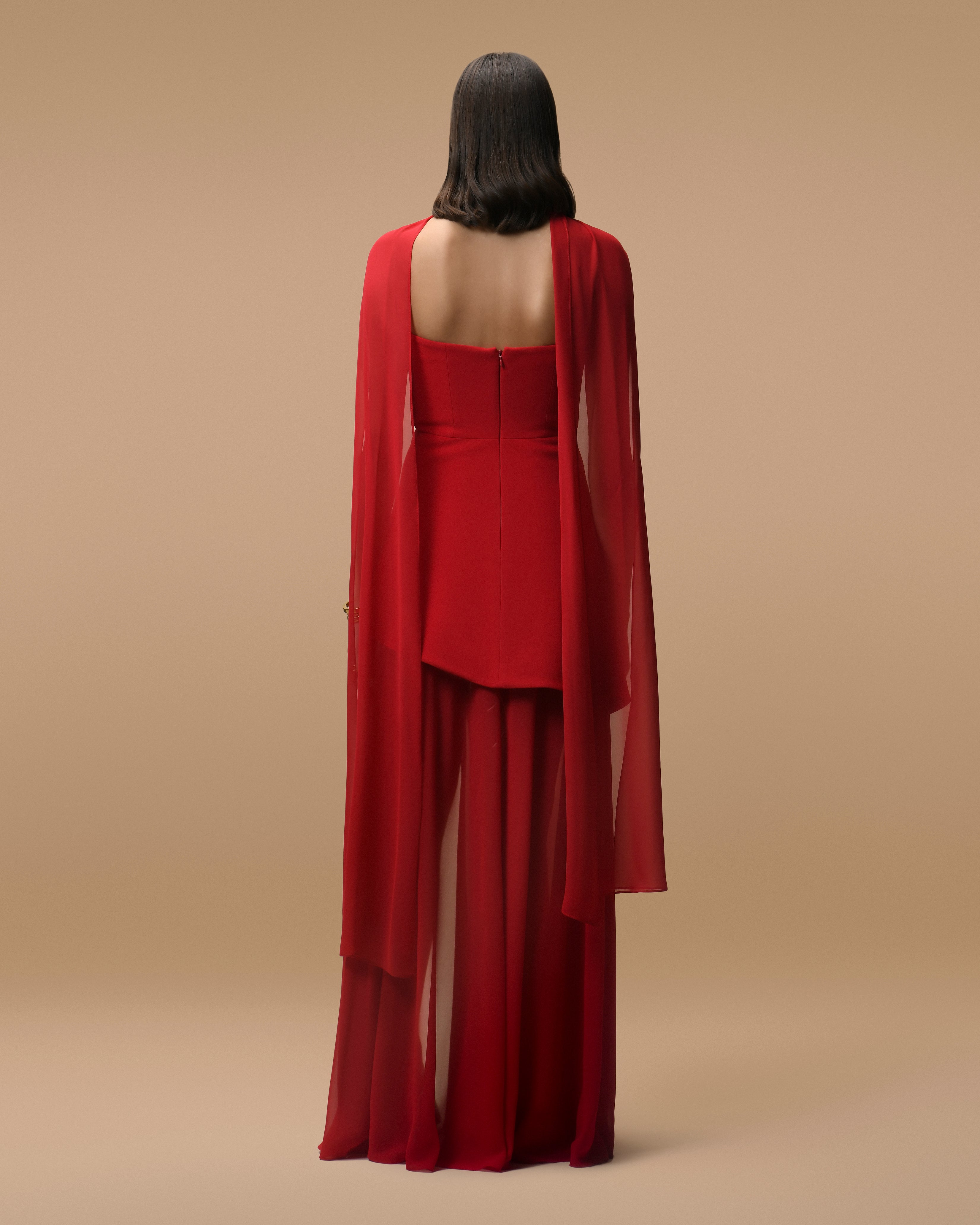 Monaco Red Dress with Scarf S Monaco Red Dress with Scarf S
