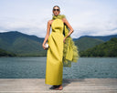Tyra Pistachio Dress With Scarf