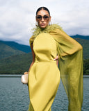 Tyra Pistachio Dress With Scarf