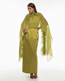Tyra Pistachio Dress With Scarf