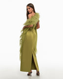 Tyra Pistachio Dress With Scarf
