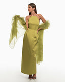 Tyra Pistachio Dress With Scarf