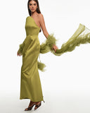 Tyra Pistachio Dress With Scarf