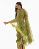 Tyra Pistachio Dress With Scarf