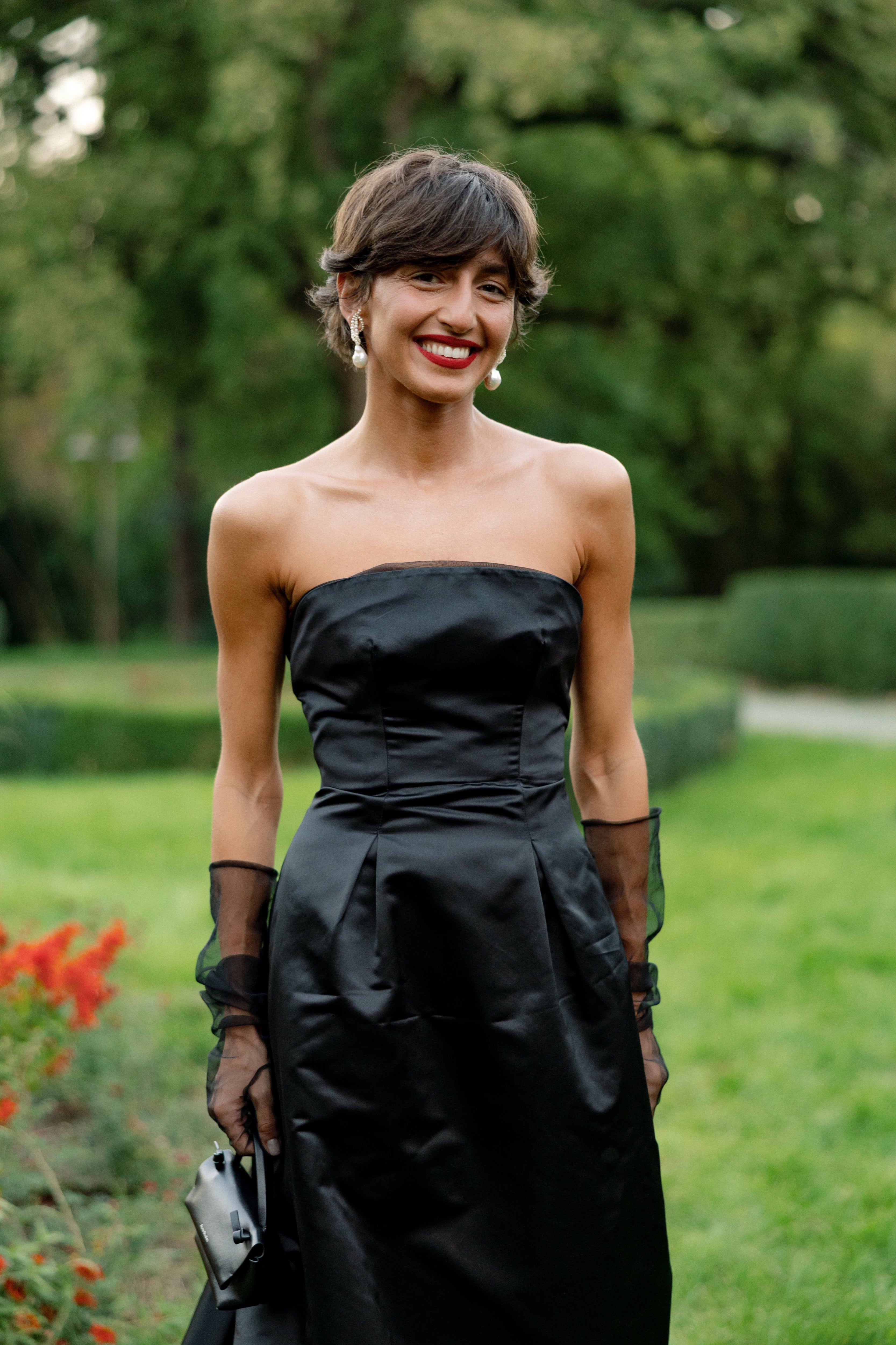 black dress images Velvi - Yasmin Gown - Black - Tulle A-line Dress With Pleated Bodice