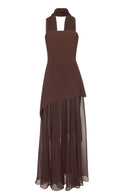 Monaco Brown Dress with Scarf