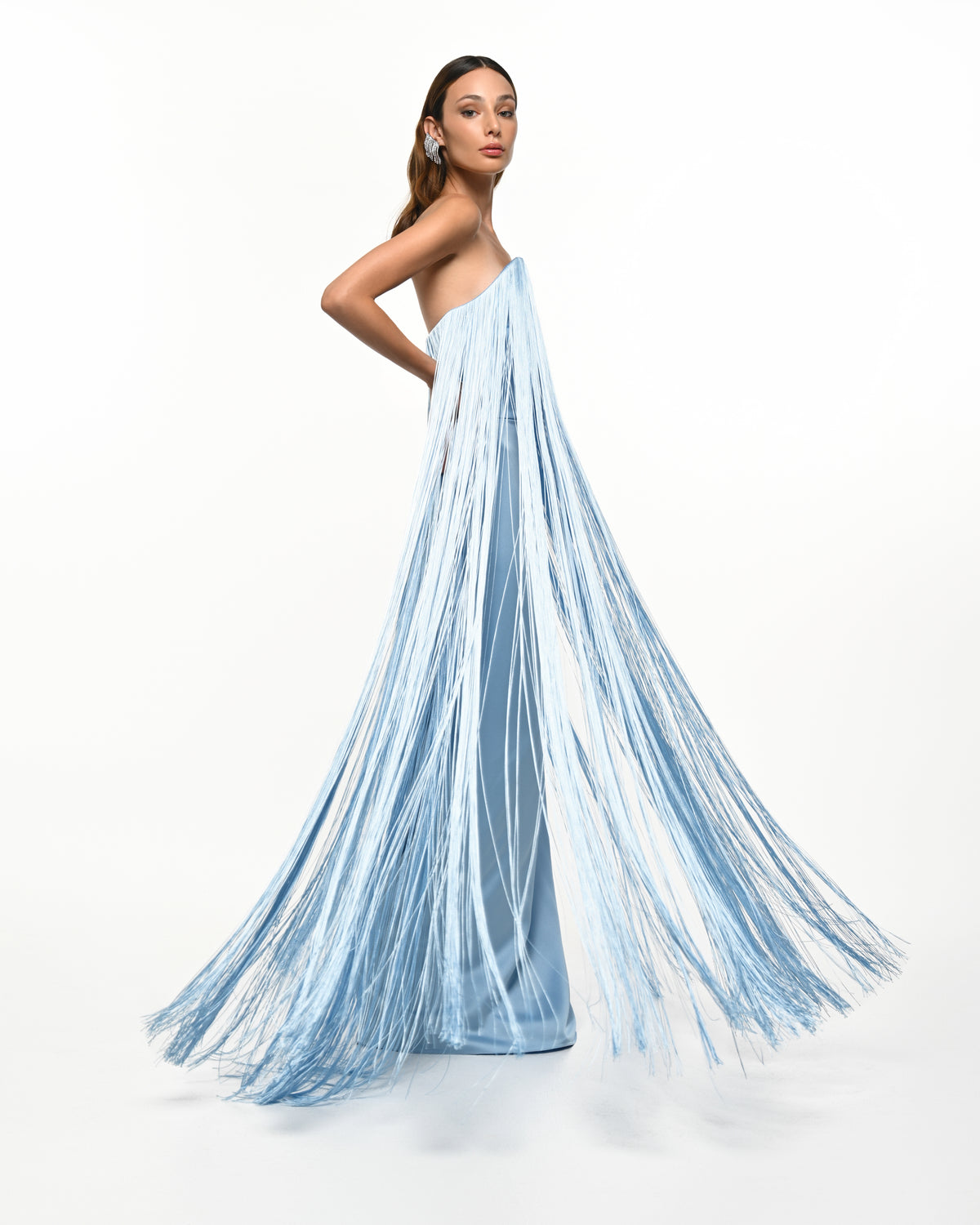 light blue fringe dress Mare Sky XL occasion dress for formals Ruffle Hem Mini Dress Piece:Lace Lover Dress tea dress