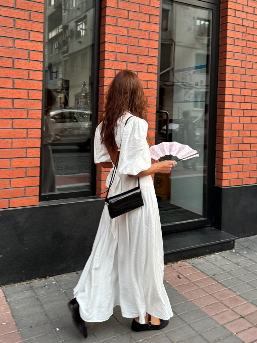 Wave White Linen Dress - Image 2