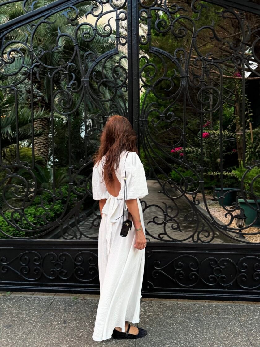 Wave White Linen Dress - Image 10