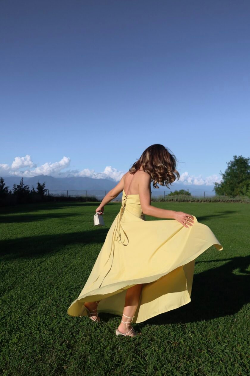 Camille Yellow Cotton Dress - Image 10