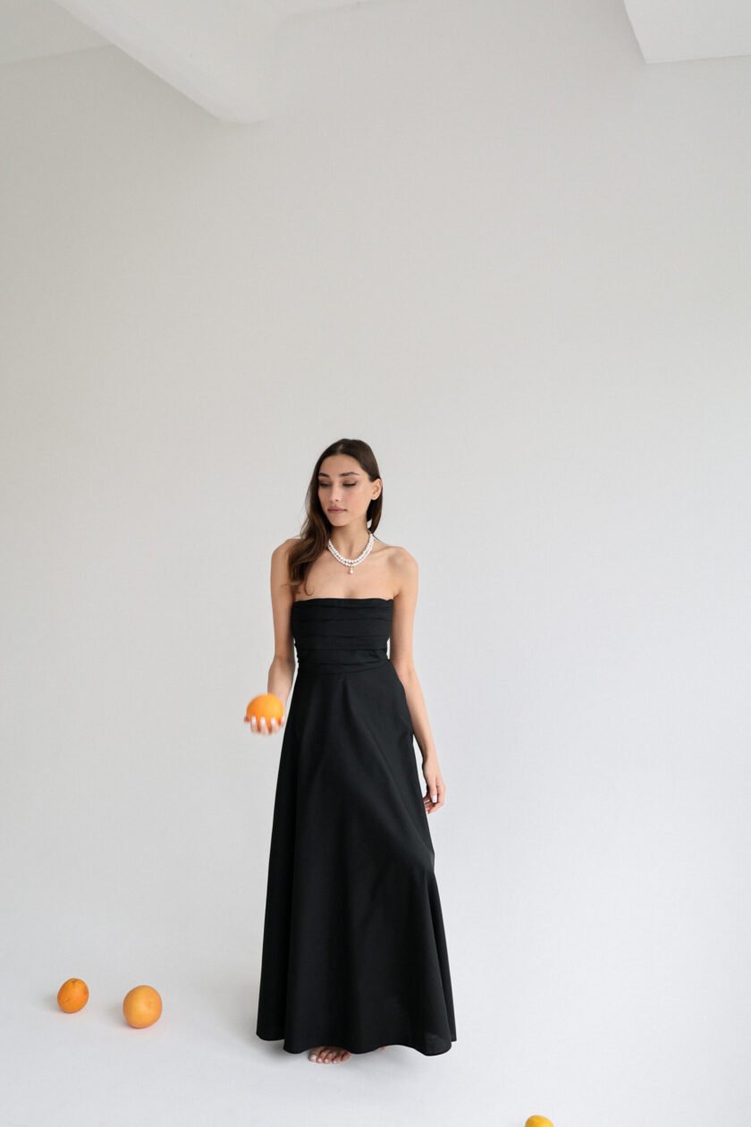 Camille Black Cotton Dress - Image 8