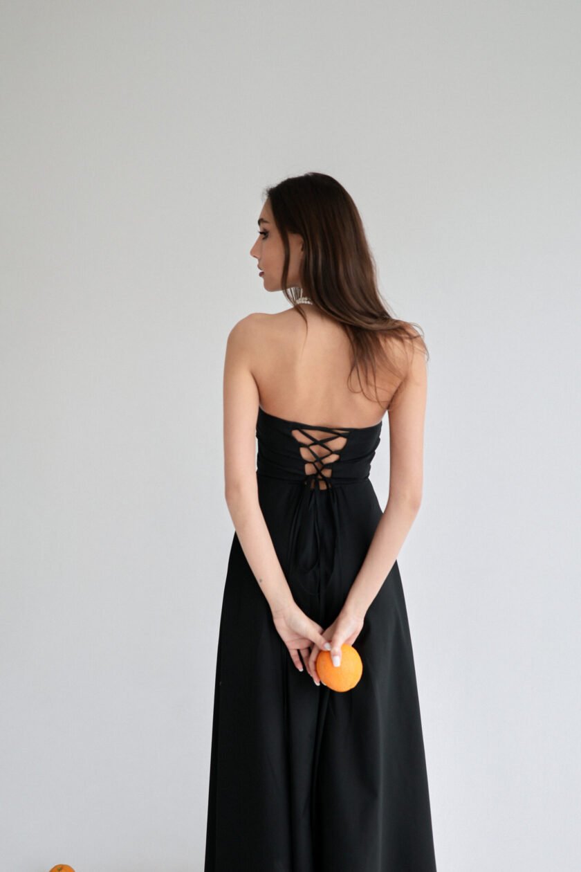 Camille Black Cotton Dress - Image 3