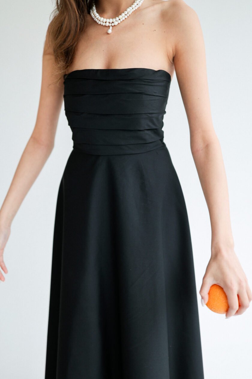 Camille Black Cotton Dress - Image 5