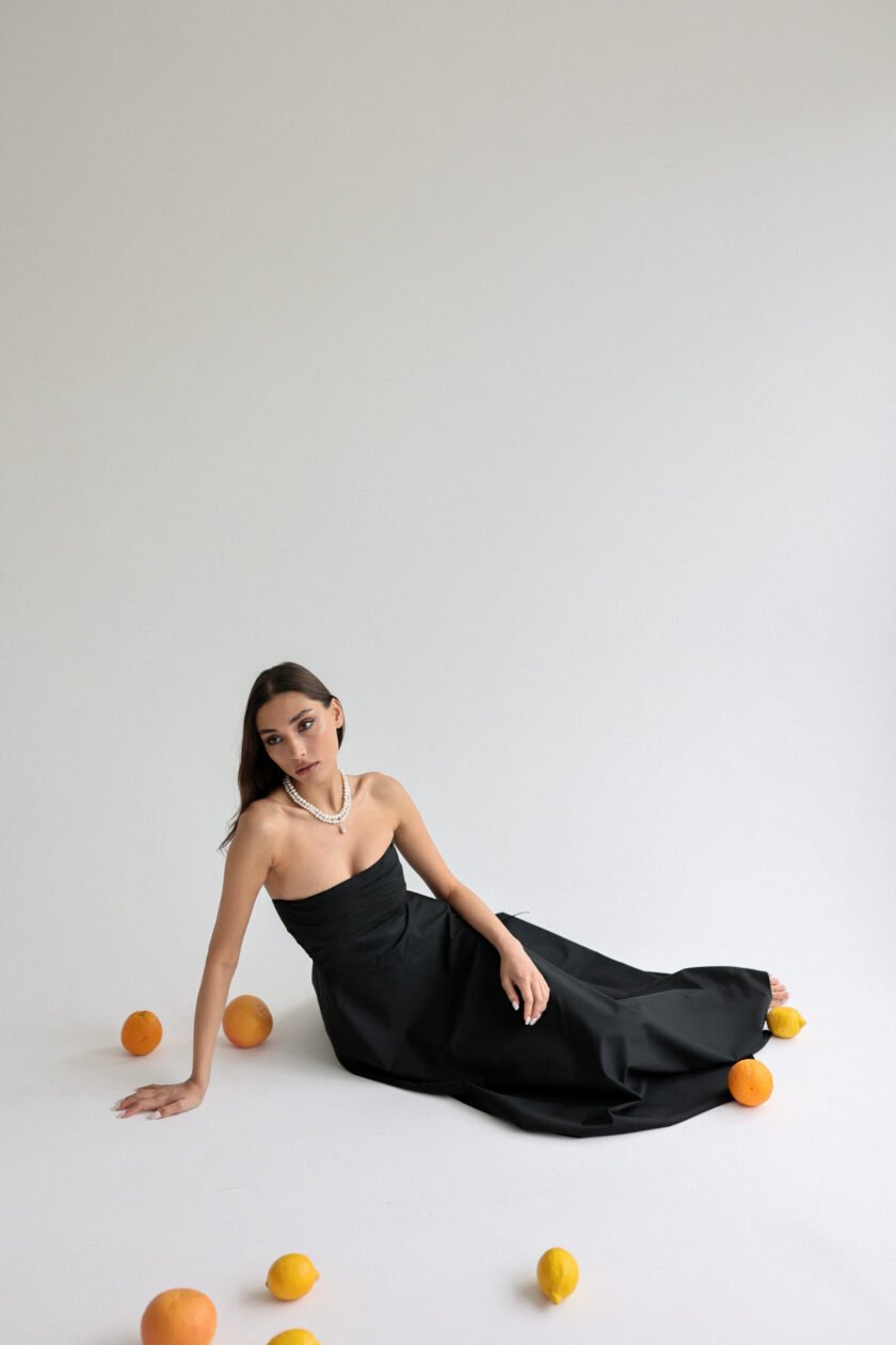 Camille Black Cotton Dress - Image 7