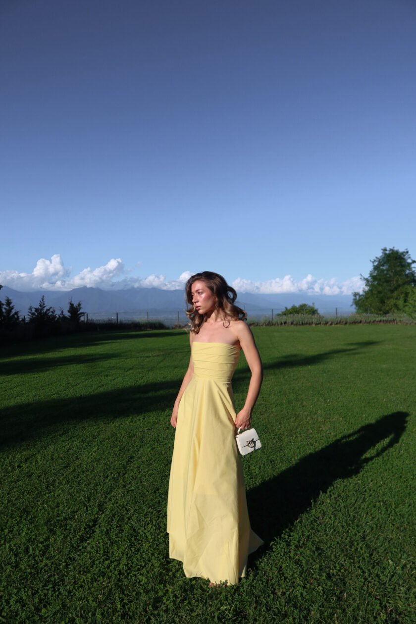 Camille Yellow Cotton Dress - Image 8