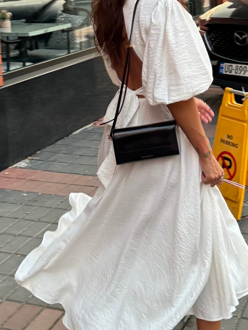 Wave White Linen Dress - Image 6