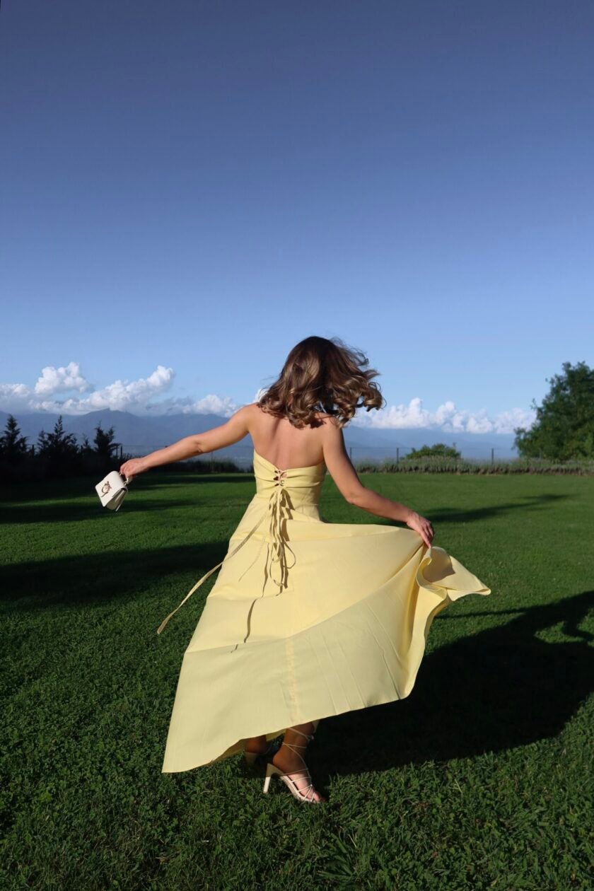 Camille Yellow Cotton Dress - Image 5