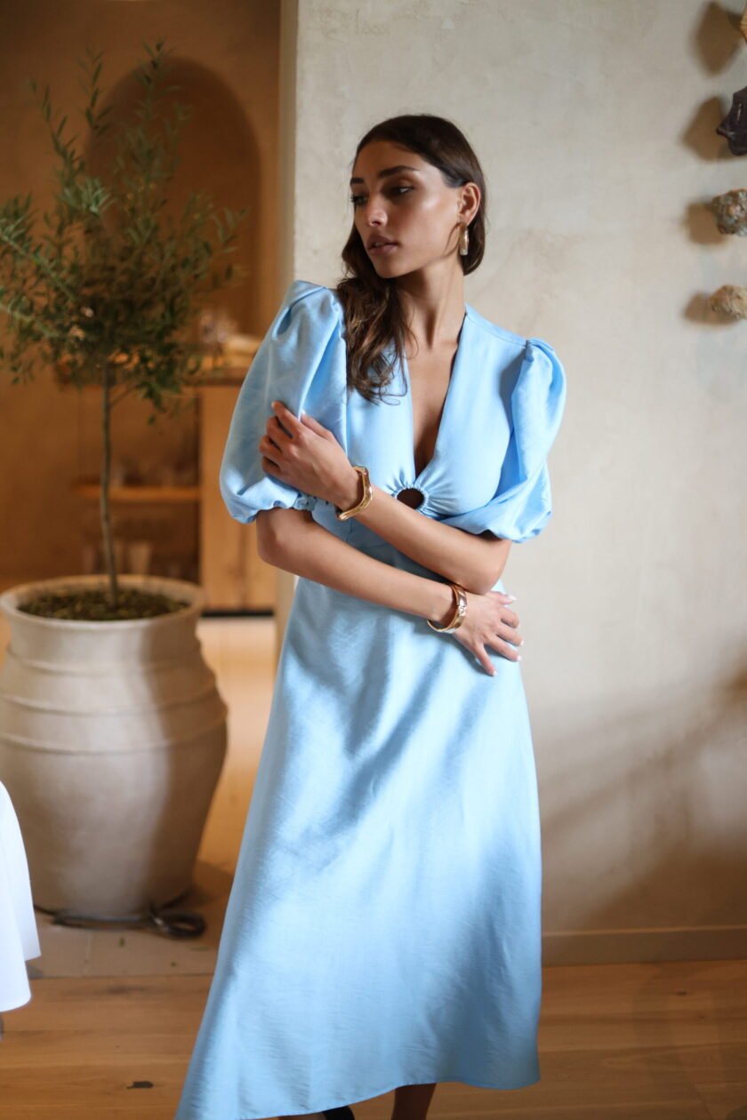 Margot Blue Linen Dress - Image 8