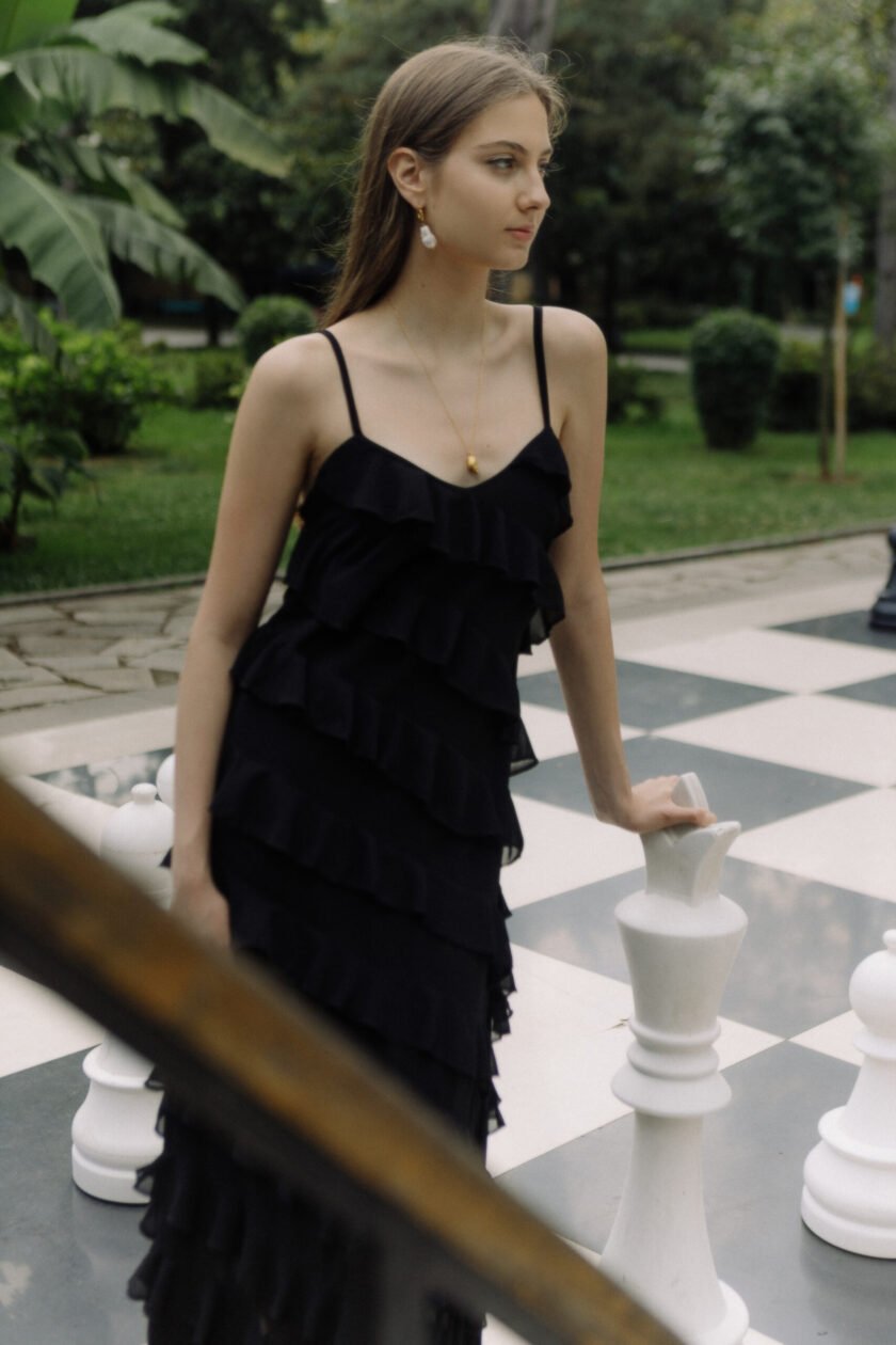 Echo Black Chiffon Dress - Image 8