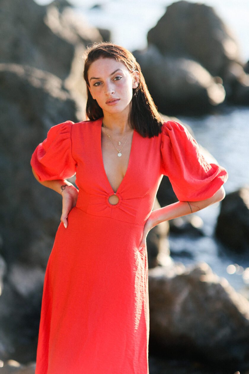 Margot Red Linen Dress - Image 6