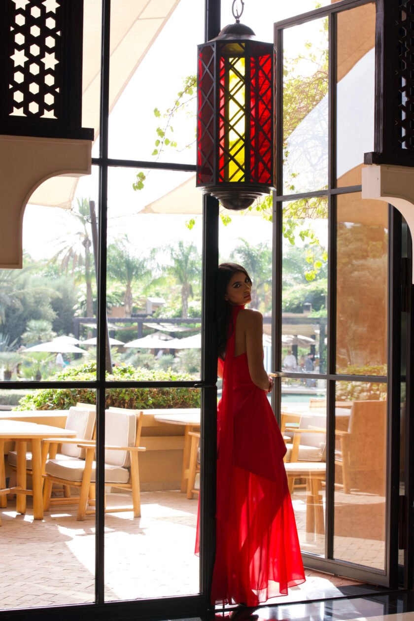 Monaco Red Dress with Scarf - Image 7