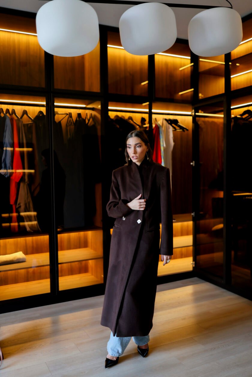 Jardin Brown Coat with Scarf - Image 11
