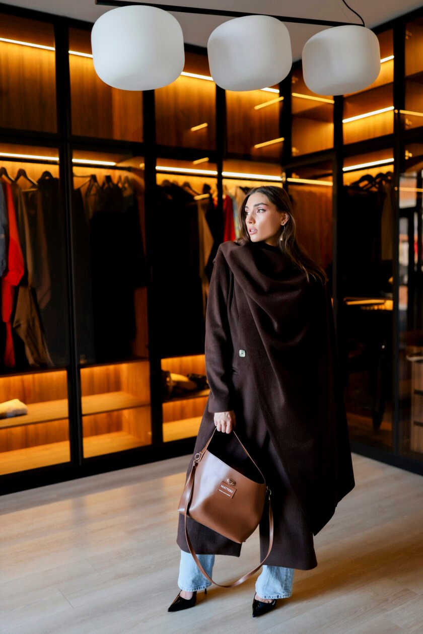 Jardin Brown Coat with Scarf - Image 9