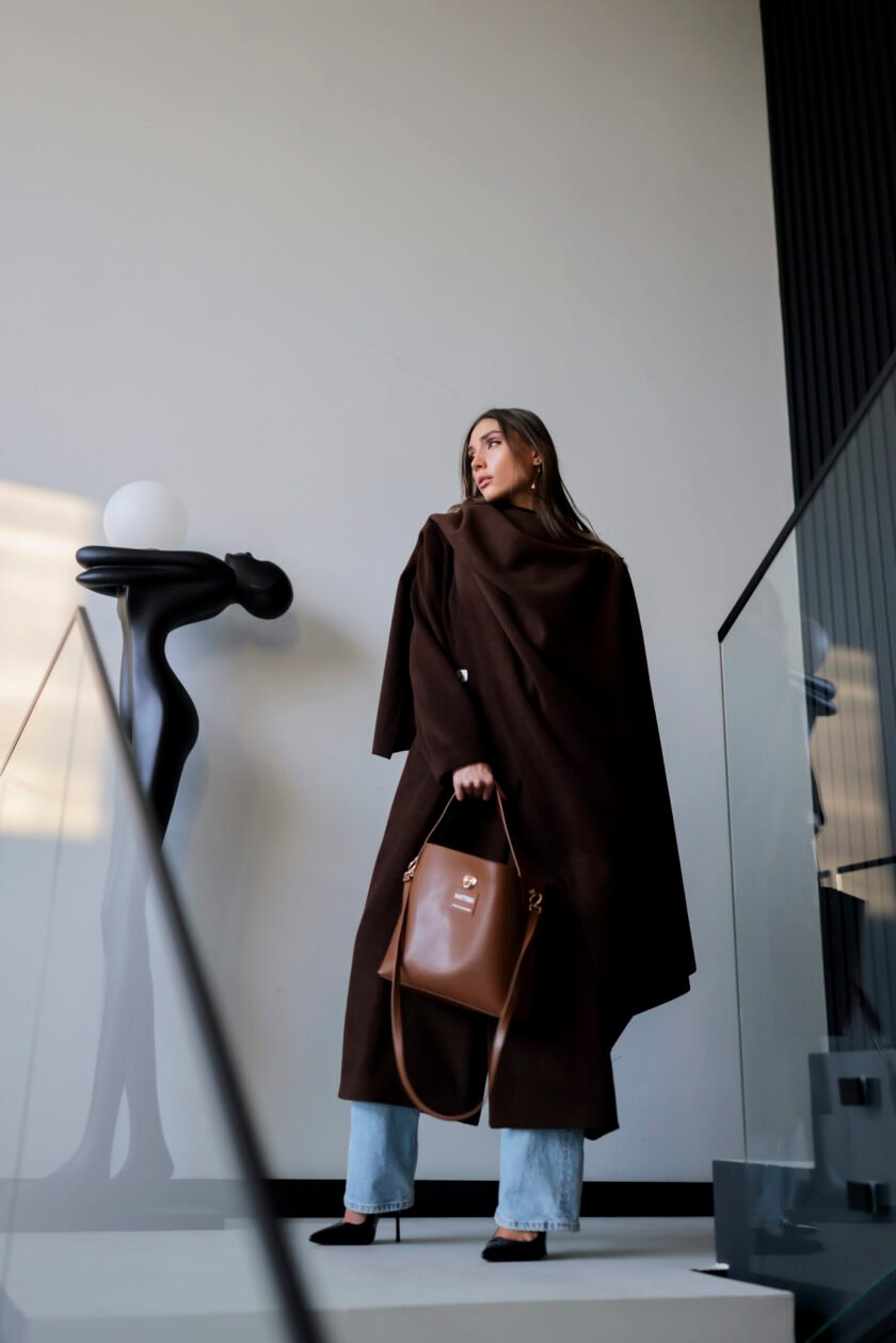 Jardin Brown Coat with Scarf - Image 6