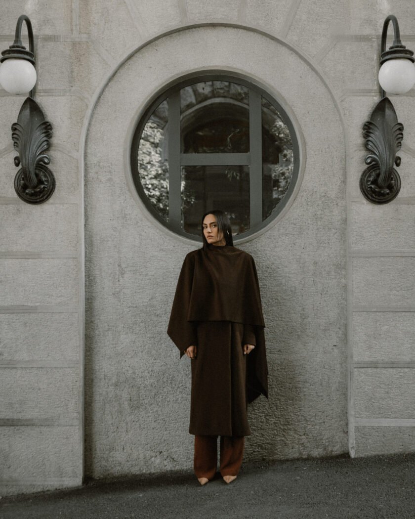 Jardin Brown Coat with Scarf - Image 2