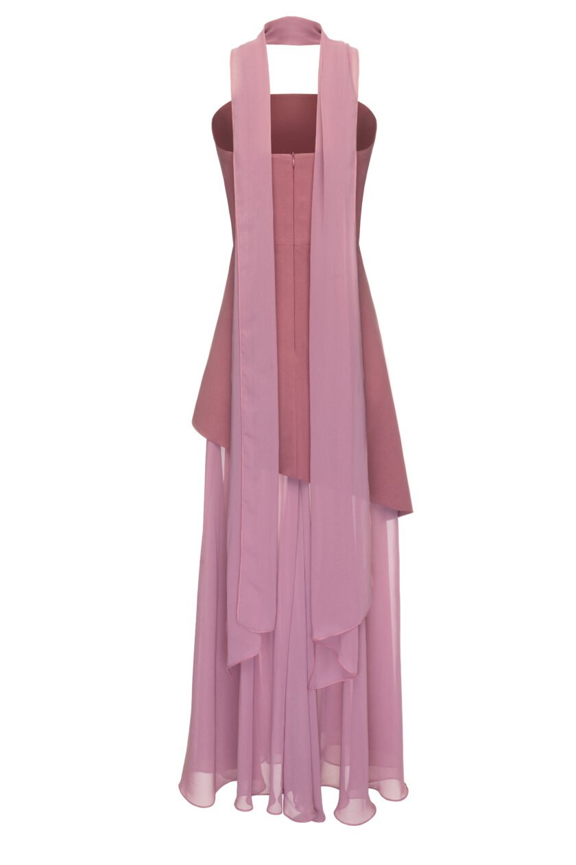 Monaco Dusty Pink Dress with Scarf - Image 2