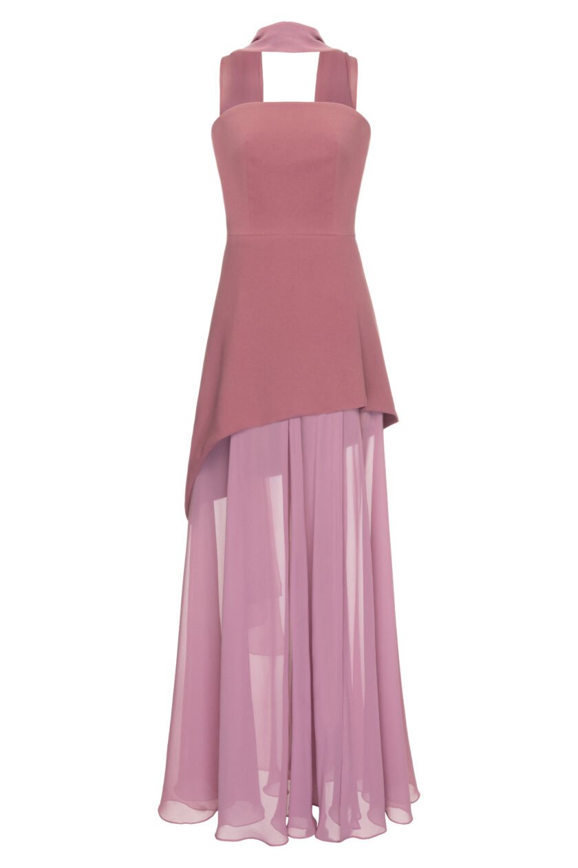 Monaco Dusty Pink Dress with Scarf