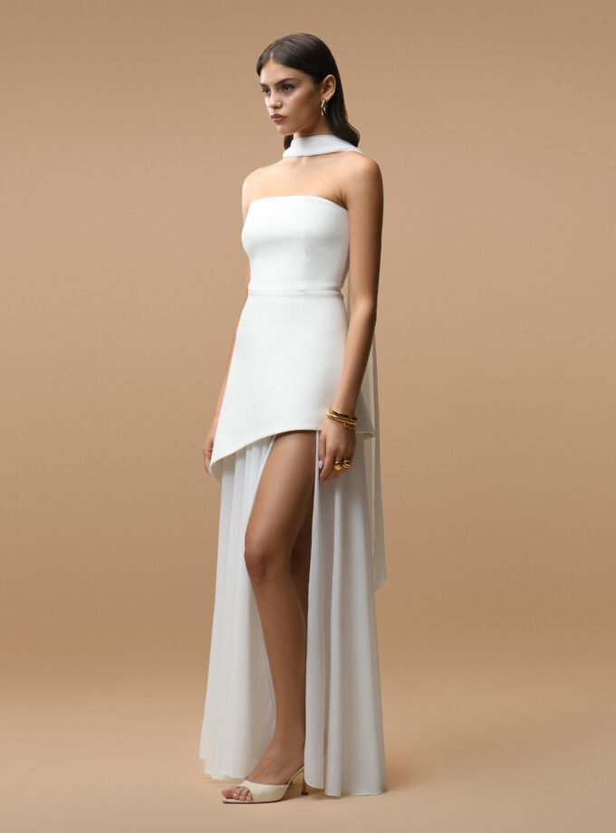 Monaco White Dress with Scarf